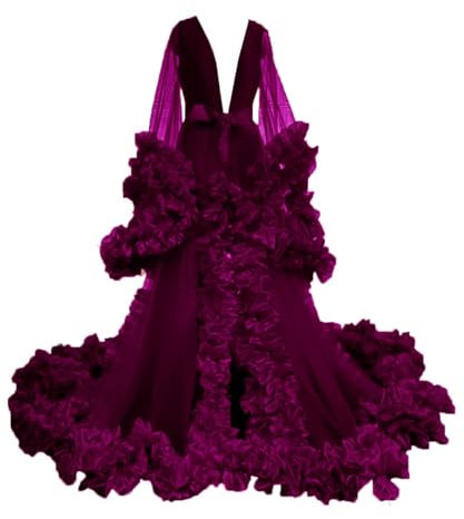 Vestido largo de tul para mujer, vestido de maternidad para sesión de fotos, fucsia, 42