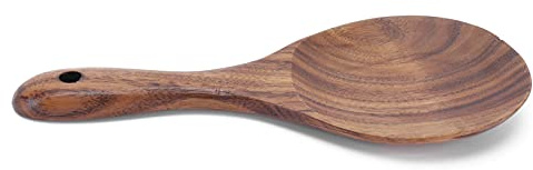 Cucchiaio per Riso in Legno Cucchiaio da Portata per Riso Cucchiaio per Riso Lucidato a Mano Utensile da con Foro per Appendere Adatto per Servire Riso e purè di Patate
