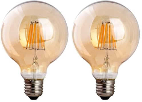 LEDSone 16 Pack G95 E27 Screw Bulb, LED Edison Light Bulb, Dimmable 220V 4W(40W Equivalent) 450 Lumen Warm White 2700K CRI>90,G95 Led Filament Light Bulb,90% Energy Saving
