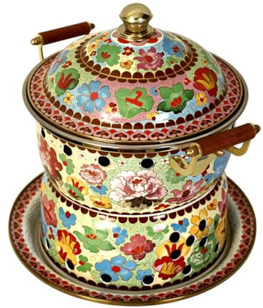 Cloisonné-Kupfer-Hot Pot, Chinesischer Traditioneller Kupfer-Hot Pot, Einzel-Hotpot, Alter Pekinger Alkohol-Chafing Dishes, Haushalts-Kochtopf, Anti-Verbrühungs-Griff