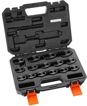 VEVOR Set di chiavi a zampa di gallina, attacco da 1/2 e 3/8 Set di chiavi a zampa di gallina da 15 pezzi con custodia in PP, metrico 8-24 mm, acciaio CRMO e finitura al fosfato di manganese