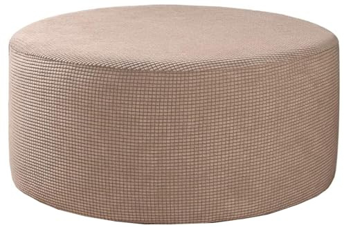 Odaima Hockerbezug Rund Fußhocker Bezug Ottomane Rund Schonbezug 40/50/60cm Stretch Jacquard Husse für Fußhocker Ottomanischer Hocker-Bezug Überzug Hocker Protector Waschbar(#11,55x55cm/22x22in)