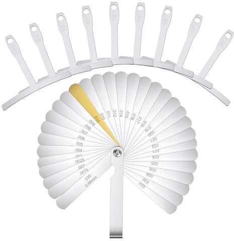Glarks 10pcs 7.25-20in Understring Radius Gauge with SAE/Metric Feeler Gauge Set, 9pcs Universal Guitar Gauge, 1pcs 0.04-0.88mm 32 Blades Feeler Gauge for Guitar Fretboard Radius Gauge