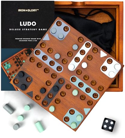Iron & Glory Ludo Brettspiel | Holzpuzzles & Spiele | Brettspiele für Familiennacht | Couchtischdekoration | Familien-Brettspiele für Spieleabend | 4 Spieler Spiele & Holz Wohnzimmer Dekor