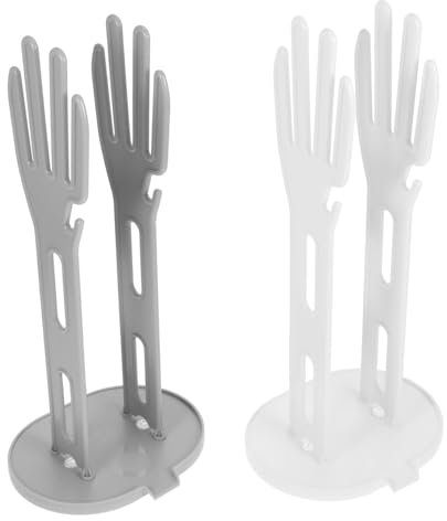 HOLIDYOYO 2pcs Kitchen Glove Holder and Towel Hanging Rack Drip Tray Multi-use Plastic Glove Storage Stand for Kitchen and Bathroom Quick-Drying