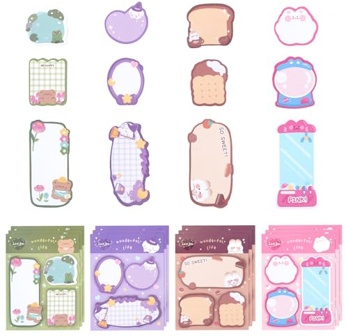 CRITIVE-S 36PCS Sticky Notes Set Cartoon Animal, Pastel Sticky Note Shaped Memo Note Pads, Self-Stick Notes Cute Stationary Supplies Page Markers, Colorful Book Annotation Tabs for Home Office School
