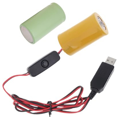 CYILPR Battery Eliminators,USB auf 1,5V-6V1A LR20 D Batterie-Eliminatoren mit Schaltern, Dummy-Batterie-Stromkabel für Spielzeug/Tischlampen/Tasche