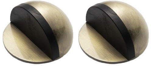 2 Pcs Antique Brass Door Stop for Hard Floor - Floor Mounted with Glue for Glass Door (Bronze Color)