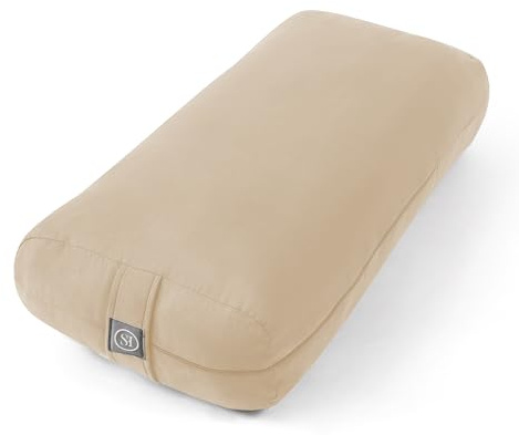 Meditation Cushion Yoga Bolster Pillow for Restorative Yoga- – Supportive Cushion for Meditation, Pilates, and Relaxation – Filled with 100% Cotton - Removable Faux Suede Cover, Beige