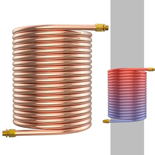 SUBTLETY 10m Heizspirale aus Kupferrohr Wärmetauscher Poolheizung mit Feuer für Schwimmbäder Holz Feuertonne Poolofen Heizungen Spirale für Schornsteinrohre mit Durchmesser von bis zu 15cm
