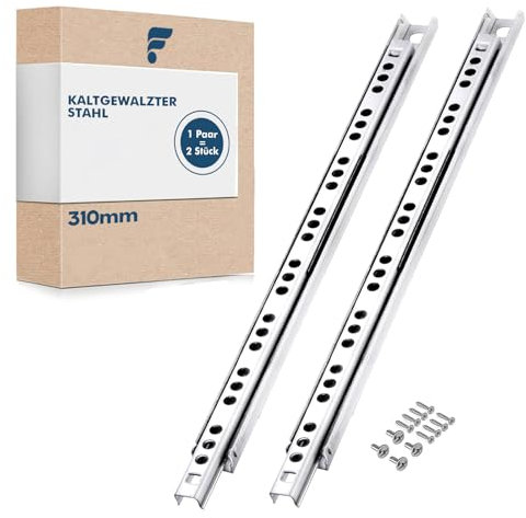 Shinfly-310 mm Schubladenschienen 2er-Set (1 Paar), 17 mm Nut Kugellager-Rollenschienen, Teilauszug, inkl. Montagematerial