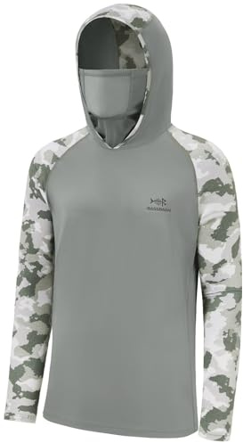 Bassdash Hommes UPF50 + Chemise à Capuche Manches Longues Protection Solaire Sweats à Capuche pour la pêche en Plein Air Natation