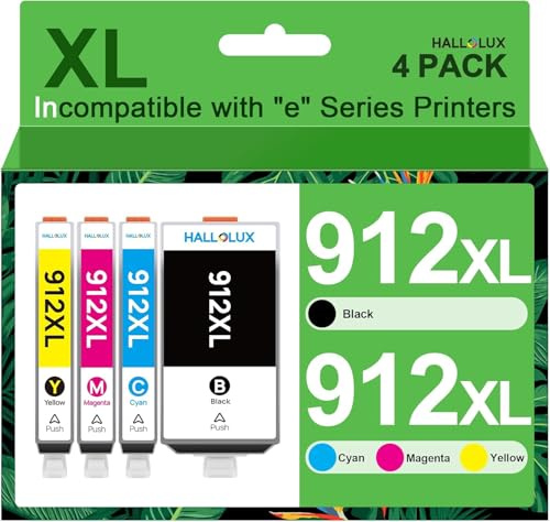 912XL 4er-Pack Tintenpatronen, Ersatz für HP 912 912XL, für HP OfficeJet 8012 8010 8014 8015 für OfficeJet Pro 8025 8024 8023 8020 8022 (Schwarz, Cyan, Magenta, Gelb, 4er-Pack)