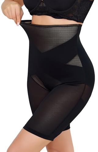 Vlazom Culotte Gainante Femme Taille Haute Shorty Ventre Plat Invisible Sculptant Anti-Frottement Minceur Efficace Shapewear，Noir，3XL