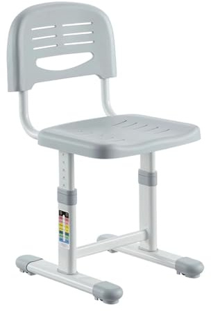 Spacetronik Chaise Bureau Enfant Ergonomique Réglable en Hauteur 32–44 cm, Chaise Enfant sans roulettes avec Dossier Confortable, Antidérapante et Robuste, pour Filles et Garçons 120–160 cm (Gris)