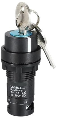Interruttore a manopola con chiave da 22 mm 1NO/2NO/1NO1NC 2/3 posizioni Interruttore rotante di selezione autobloccante Interruttore di conversione di potenza 5A on Off(3 Position Key Knob,2NO)