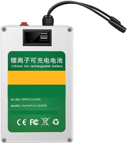 TGHY Polymer-Li-Ionen-Akku, 12 V, 10400 mAh, 20000 mAh, Ersatz-Lithium-Akku mit Ladegerät + 5 V USB für LED-Lichtleiste/Powerbank/Verschiedene 12-V-Geräte usw.,12v 20000mah