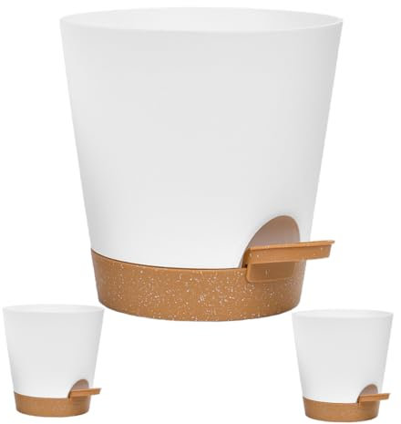 Toyvian Pot de Fleurs Autonome à Arrosage Automatique Ensemble de Jardinières Démontrables Blanc pour Bureau Maison et Balcon avec Système Absorption Eau et Drainage