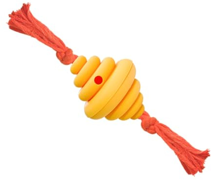 SOIMISS Balle à Mâcher pour Chien Format Distributeur de Croquettes Lent Balle Alimentaire Forme de Nid Abeille Jaune Ralentit Ingestion et Stimule Mental Étouffement et Aux Morsures