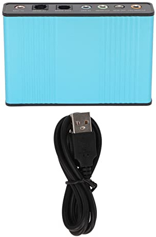 USB Sound Card 6 Channel 5.1 External Audio Adapter with 48kHz Sampling Rate for PC Laptop Computer Upgrade Aluminum Alloy (Blue)