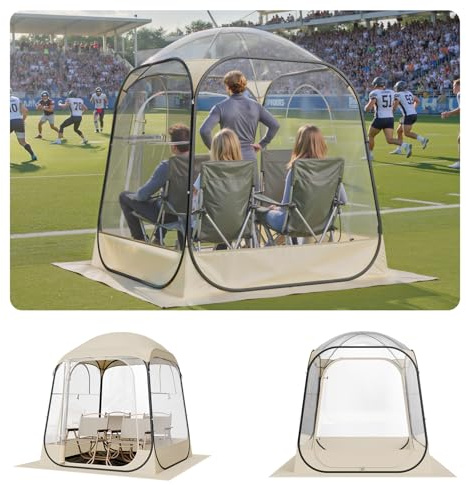 VEVOR Pop-Up Sporttält, 160 x 160 cm transparent bubbla för 2 till 4 personer, vattentät utomhus kapsel med matta och toppskydd, Igloo kupoltält för trädgård