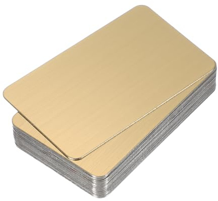 PATIKIL 0.8mm Edelstahl Metall Visitenkarten 12er Set Gebürstet Blank Namenskarten Laser Gravur Für DIY Geschenkkarten Gold