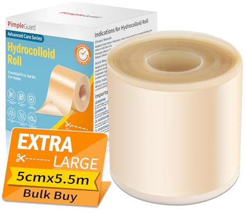 Hydrokolloid Pflaster Rolle 5cm*5.5m Blasenpflaster Pickel Patch Rolle | Selbstklebend & Wasserdicht Hochabsorbierend Unsichtbar Individuell Zuschneidbar für den Hausgebrauch