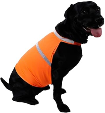 mophrati Gilet pour Chien en sécurité et Visible, Plusieurs Tailles pour Chaque Race, en Polyester, Haute visibilité, Fluorescent, élégant, Orange Fluo, L