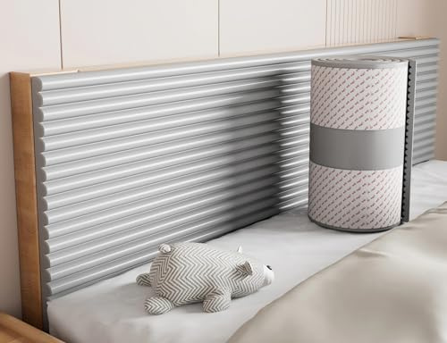 ZASEZOD 3D Wandkissen Selbstklebend Gepolsterte Wandpaneele Wandpolster Für Schlafzimmer Bett Kopfteil Wandverkleidung Antikollision Dekoration for Schlafzimmer, Wohnzimmer(Gray,20 cm x 2 M 5pcs)