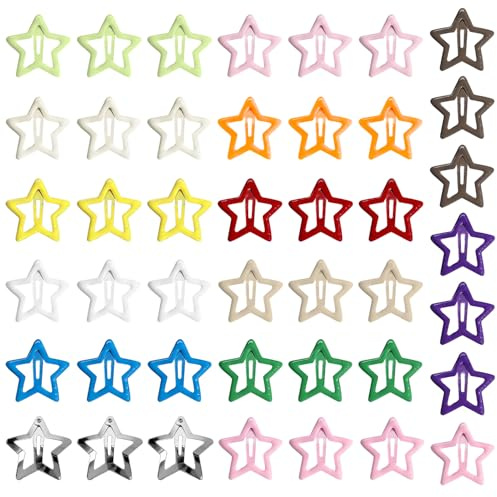 50 Pcs Barrettes Étoiles, Barrette Etoile Cheveux Pinces à Cheveux Colorées en Métal Barrette Cheveux pour Fille et Femme Accessoire Coiffure