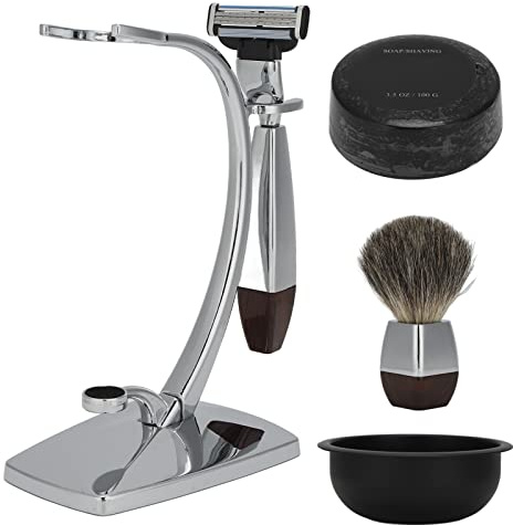 Kit de afeitado profesional para hombre con cepillo suave Soporte de Jabón rico en espuma Maquinilla de afeitar duradera para un afeitado suave y cómodo Aleación de zinc 100 g 5