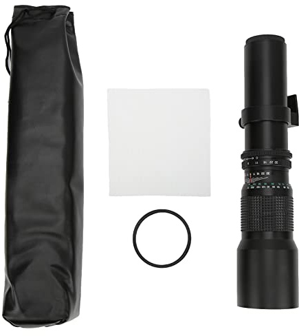 Teleobjetivo Manual F8 - F32 de 500 mm, teleobjetivo de Alta Potencia para Juegos Deportivos de observación de Aves, Cuerpo Compacto de aleación de Aluminio con Filtro, Lente de (Black)