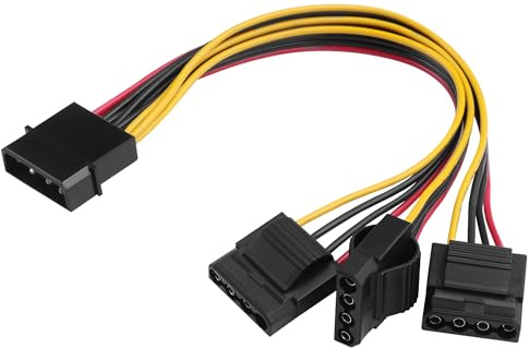 ELFJMZP Cable divisor Molex de 4 pines, 20 AWG 1 a 3 Molex, cable de extensión de alimentación para ventiladores de carcasas de PC, discos duros, unidades de CD/DVD, 6 pulgadas de longitud