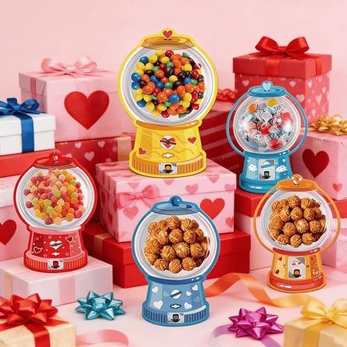 Kids Valentine Candy Dispenser Gift, Gumball Machine for Boys Girls, Cute Refillable Candy Jar, Classroom Valentine Exchange Gifts for School Party Favors(36pcs)