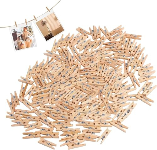 250x Waescheklammern 2.5cm Mini Basteln Fotos Postkarten Deko Holz | Nachhaltiges Material Natur, Klammern klein Verschluss, Craft Zange Werkzeug, Innen Aussenbereich, Aufhaengen Galerie