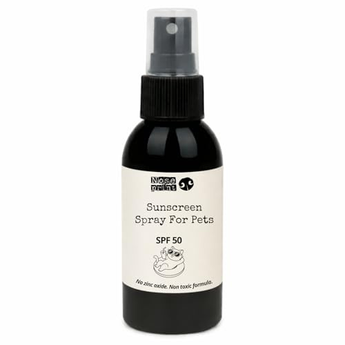 Noseprint Haustier Sonnencreme Spray SPF 50, 100ml, Wasserfest, Lecksicher, UVA/UVB Schutz, Hypoallergen, für Hunde und Katzen