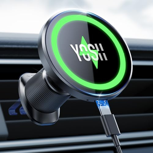 YOSH for MagSafe Car Mount Charger, [Active Cooling & 15W Fast Charging]
