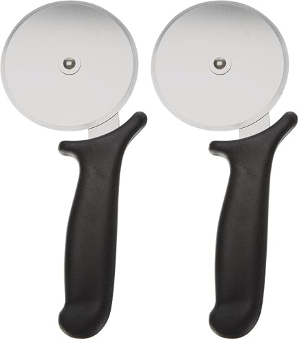 ARCOS Corta Pizzas Profesional de Acero Inoxidable 100 Mm con Mango Ergonómico de Polipropileno. Cortador de Pizzas y Porciones Pequeño y Ligero. Color Negro (Paquete de 2)
