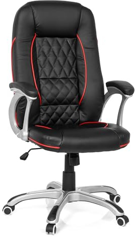 MyBuero XXL Bürosessel Relax AB100 Kunstleder Schwarz/Rot bequemer Chefsessel mit Wippfunktion, belastbar bis 120kg 722060