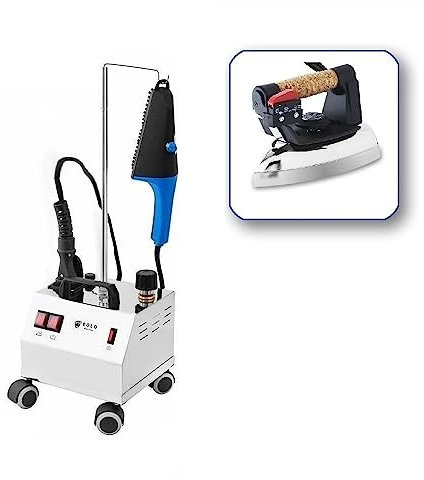 EOLO Centrale Vapeur AV02 DUAL Professionnelle Fer à Repasser et Brosse à Vapeur Défroisseur Traitement Vertical et Horizontal Chaudière en Cuivre Résistance Externe Anticalcaire 5 Ans de Garantie
