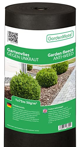GardenMate 1m x 75m Rotolo Telo per Pacciamatura 50 g/m² - Rotolo Telo Antistrappo Contro Le Erbacce - Elevata stabilizzazione ai Raggi UV - Permeabile - 1m x 75m = 75m²