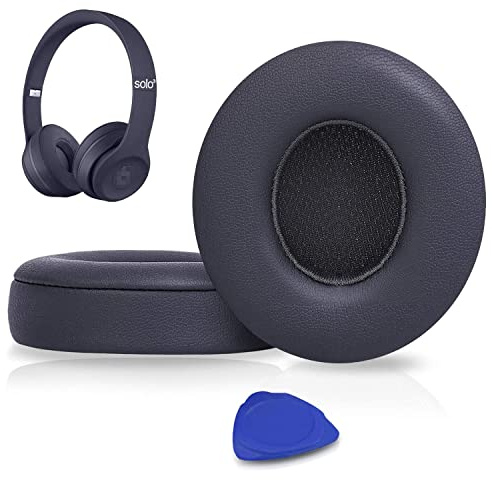 SoloWIT® Professionelle Ersatz Ohrpolster für Beats Solo 2 & Solo 3 Kabellose On-Ear Kopfhörer mit Weiches Proteinleder, Starkes Klebeband