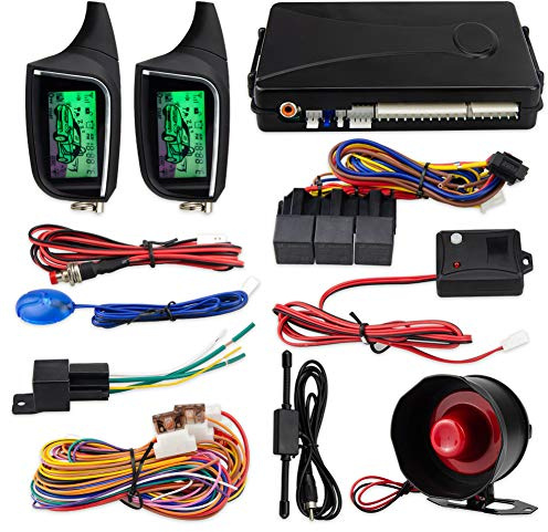 EASYGUARD EC205 2 Way Car Alarm System with LCD Pager Display keyless Entry Remote Engine Start Shock Sensor DC12V