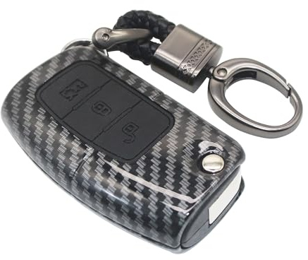 RYE Autoschlüssel hülle für Ford Fiesta/Focus/Galaxy/Fusion/Mondeo/Kuga, 3 Tasten TPU Schlüsselhülle-Schwarz