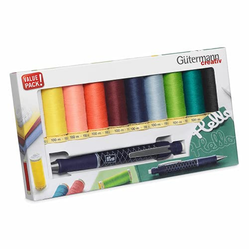 Gütermann creativ Nähfaden | Set mit 10 Spulen Allesnäher 100 m | Verschiedenen Farben | Minenstift von PRYM