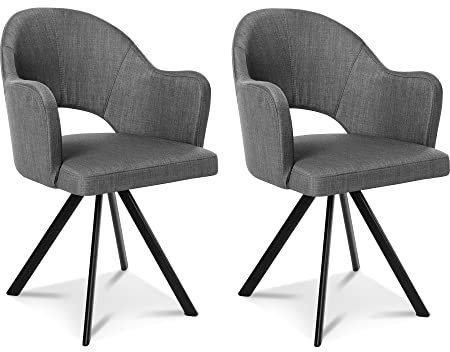 moebel-eins DOLORA 2er Set Schalenstühle, Gestell Eisen schwarz