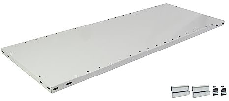 SCHULTE Lagertechnik Zusatz-Fachboden B, 100 x 30 cm (BxT), RAL 7035 lichtgrau, inkl. 2 Aufhängekonsolen + 2 Fachbodenträger