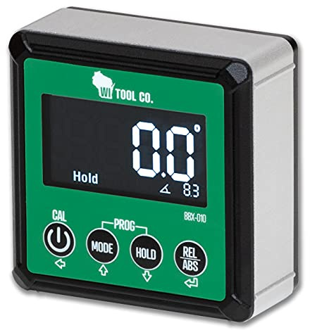 Wisconsin Tool Magnetic Digital Electronic Level and Angle Finder Gauge and Bevel Box, Programmable High-Contrast Angle Measurement Tool with Storage Pouch, Batteries Included