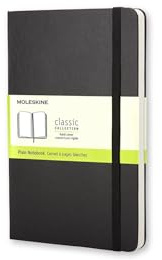 Moleskine. Plain Notebook: Pocket Size. Blanko. Mit Falttasche für Notizen. Gummiband-Verschluß