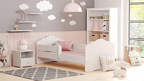 Dmora - Lit simple Rybnik, Sommier pour chambre, Literie par chambre, Support de matelas, 144x78 h58 cm, Blanc